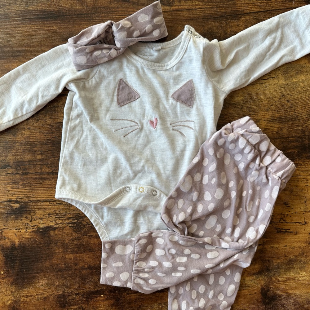 Baby girls Jessica Simpson kitty outfit set, 6-9M
